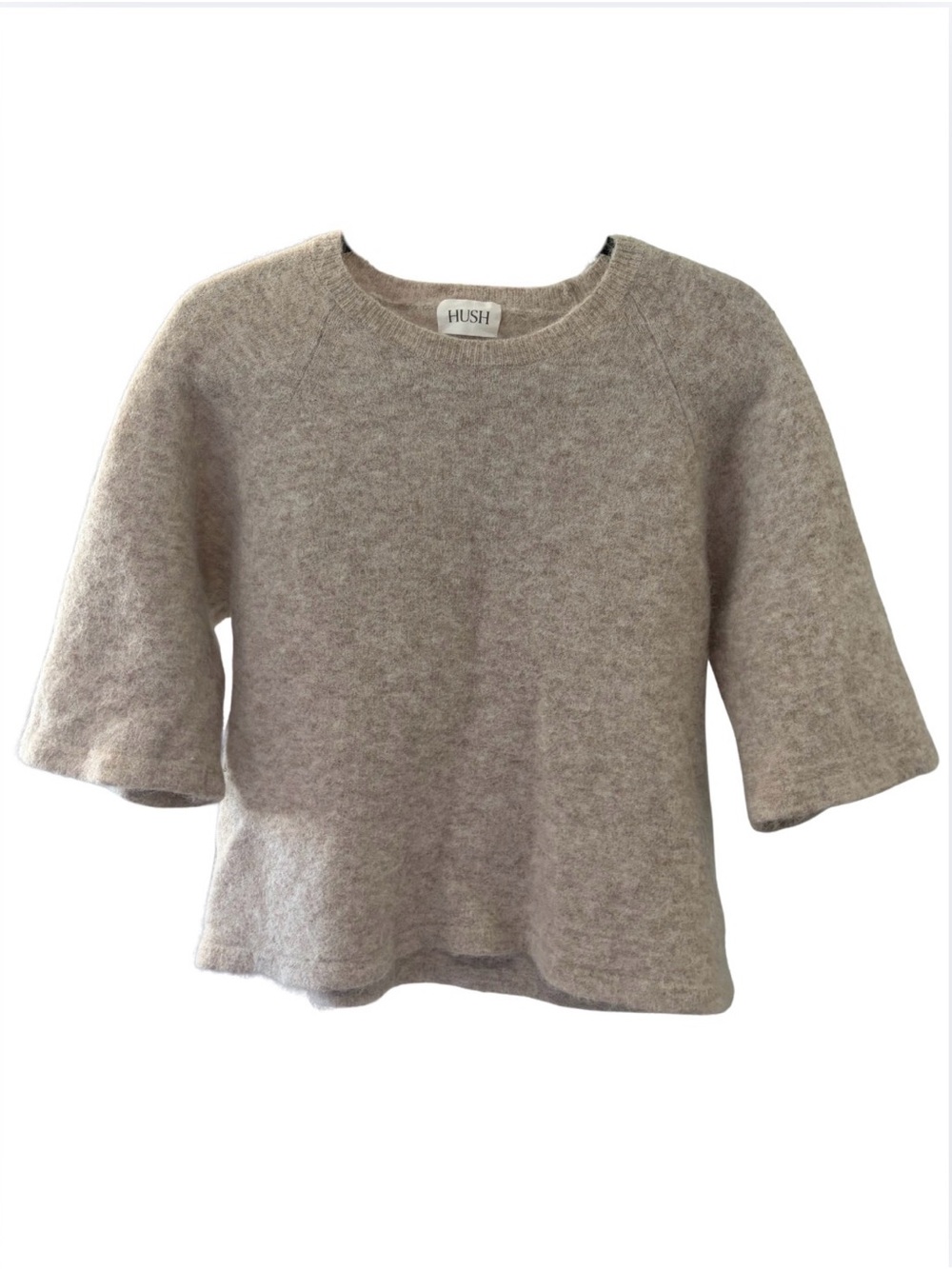 HUSH Short Sleeve Crewneck Sweater in Light Taupe